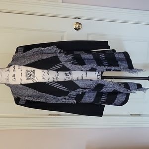 PRICE DROP Shawl Collar Black and Silver Cardigan